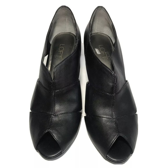 Ann Taylor LOFT Womens Peep Toe Pumps High Heels Black US 8 3" Heel - Picture 4 of 9